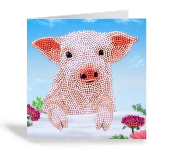 Craft Buddy "Pig on the Fence" Crystal Art Card 18x18cm Sale