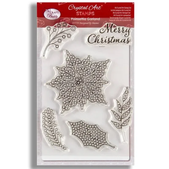 Craft Buddy "Poinsettia Garland" Crystal Art A6 Stamp Set Outlet