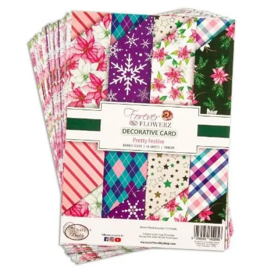 Craft Buddy "Pretty Festive" Forever Flowerz Double Sided Patterned card 300gsm x 48 sheets Hot