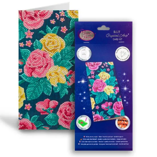 Craft Buddy "Pretty Flowers" Crystal Art Card 11x22cm Online