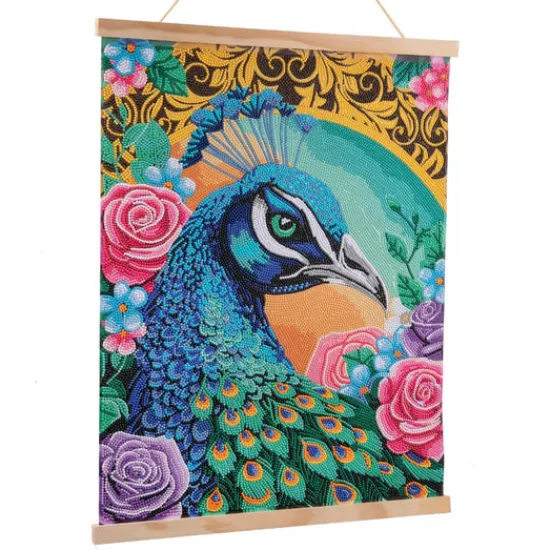 Craft Buddy "Proud Peacock" Crystal Art Scroll Kit 35x45cm Outlet