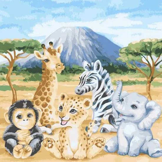 Craft Buddy "Safari Animals" Paint by Numbers Framed Kit 30x30cm Best