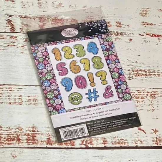 Craft Buddy Sparkling Numbers A5 Crystal Art Stamp Set New