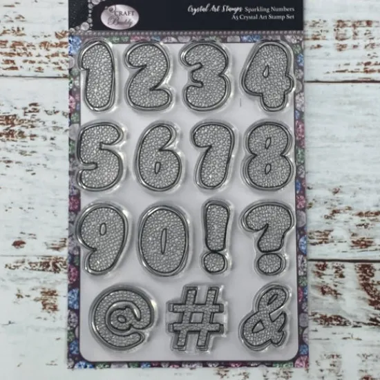 Craft Buddy Sparkling Numbers A5 Crystal Art Stamp Set New