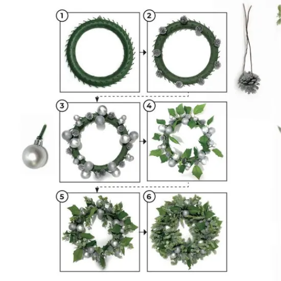Craft Buddy "Sparkling Silver" Forever Flowerz Wreath New