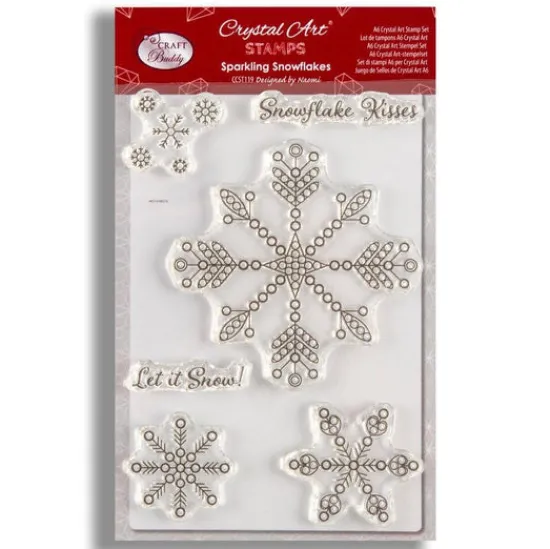 Craft Buddy "Sparkling Snowflakes" Crystal Art A6 Stamp Set New