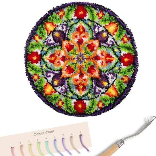 Craft Buddy "Stained Glass Window" Latch Hook Round Rug Kit 64*64cm Outlet