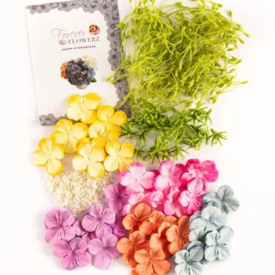 Craft Buddy "Summer Happy Hydrangeas" Forever Flowerz Approx 30 Hot