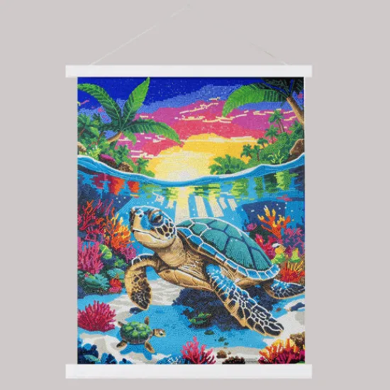 Craft Buddy Tropical Turtle Paradise Crystal Art Scroll Kit 40x50cm Clearance