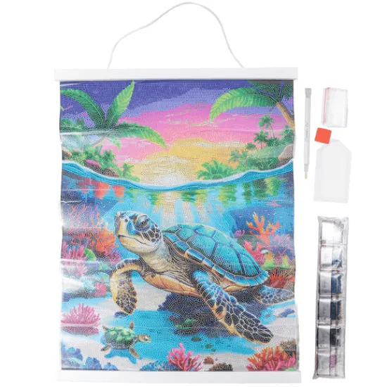 Craft Buddy Tropical Turtle Paradise Crystal Art Scroll Kit 40x50cm Clearance
