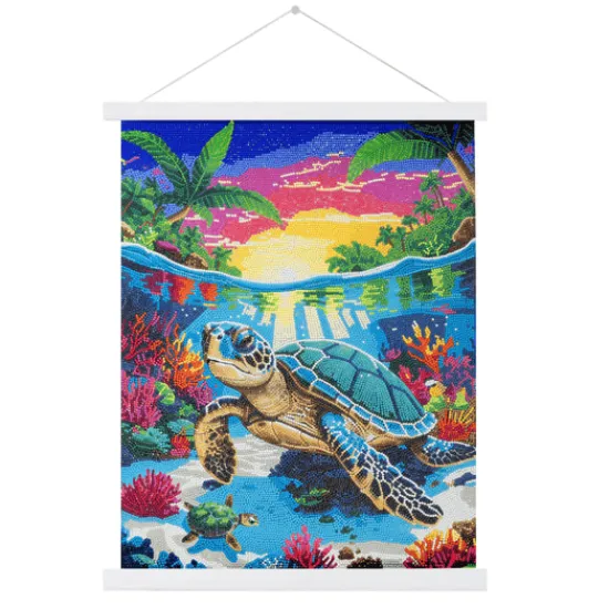 Craft Buddy Tropical Turtle Paradise Crystal Art Scroll Kit 40x50cm Clearance