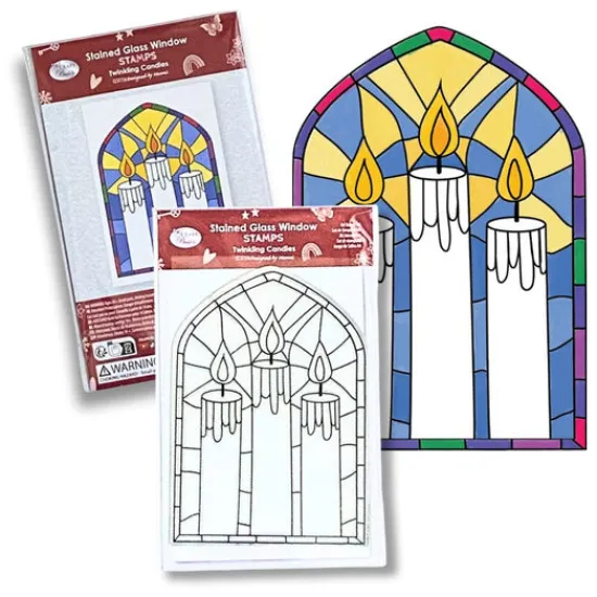 Craft Buddy "Twinkling Candles” Stained Glass A6 Stamp Set Clearance