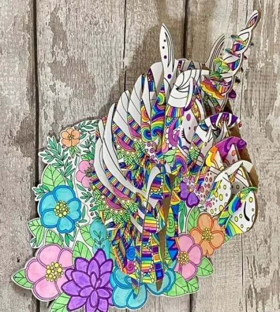 Craft Buddy "Unicorn Head" 3D Colour Me Puzzle Kit Fashion
