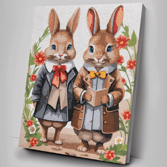 Craft Buddy Victorian Bunnies Crystal Art Canvas Kit 40x50cm New