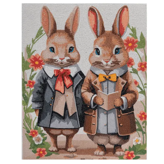 Craft Buddy Victorian Bunnies Crystal Art Canvas Kit 40x50cm New