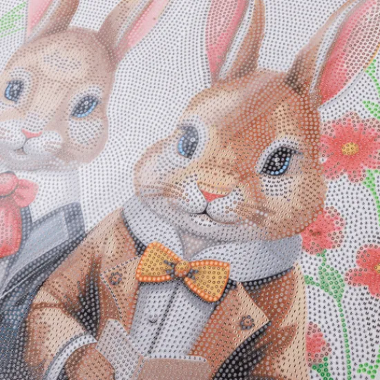 Craft Buddy Victorian Bunnies Crystal Art Canvas Kit 40x50cm New
