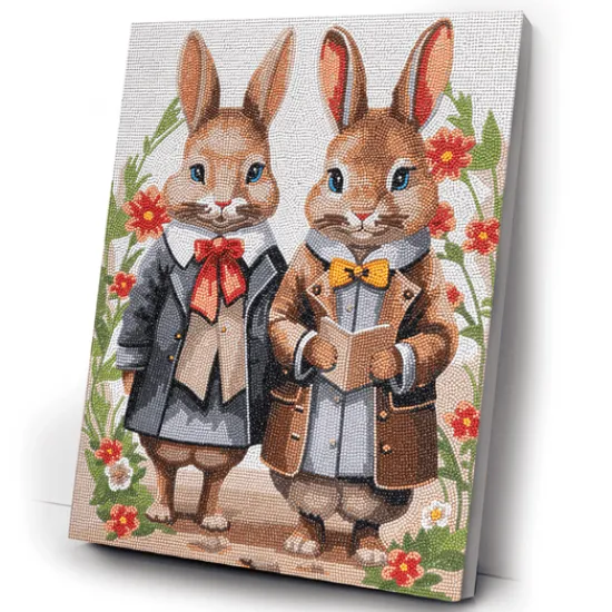 Craft Buddy Victorian Bunnies Crystal Art Canvas Kit 40x50cm New