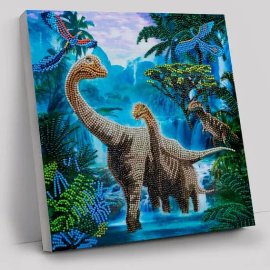 Craft Buddy "Wander with Dinosaur" Crystal Art Canvas Kit 30x30cm Sale