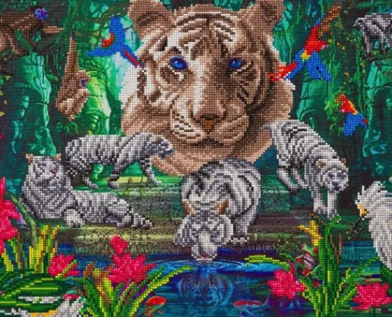 Craft Buddy "White Tiger Temple" Crystal Art Canvas Kit 40x50cm Outlet