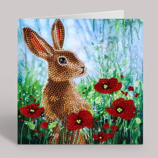 Craft Buddy "Wild Poppies and the Hare" Crystal Art Card 18x18cm Online