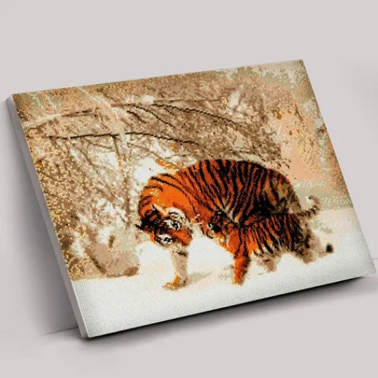 Craft Buddy "Winter Tigers" Crystal Art Canvas Kit 40x50cm Outlet