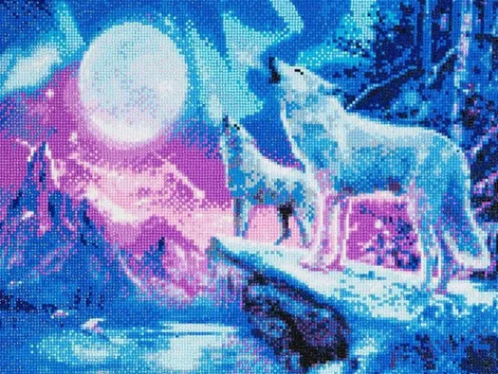 Craft Buddy "Wolves & Northern Lights" Crystal Art Canvas Kit 40x50cm Discount