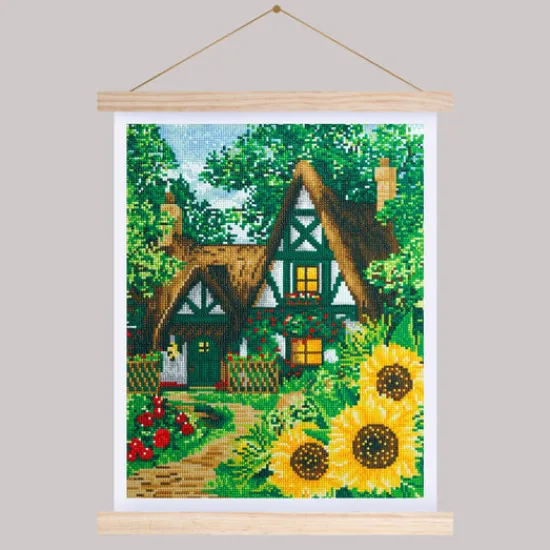 Craft Buddy "Woodland Thatch" Crystal Art Scroll Kit 35x45cm New