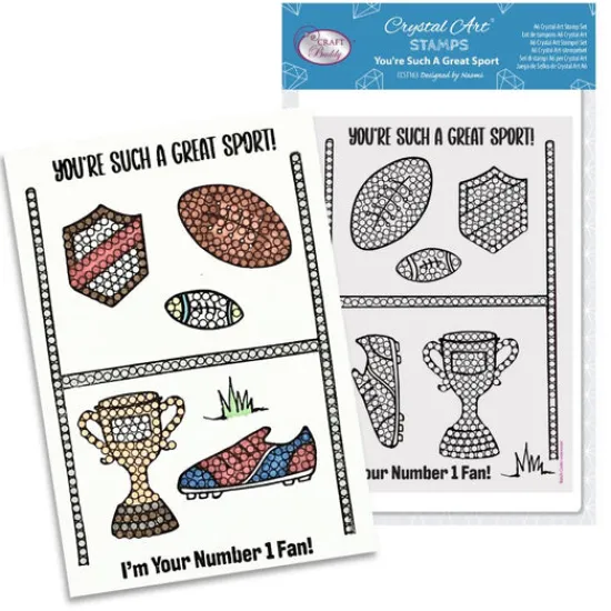 Craft Buddy "You're Such A Great Sport" Crystal Art A6 Stamp Set Sale